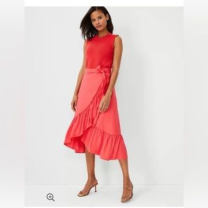 Ann Taylor Flounce Wrap Midi Skirt